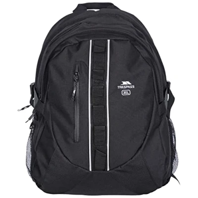 Image of Trespass Deptron, Black, Backpack 30L with Internal Laptop Compartment &amp; Organizer, Black