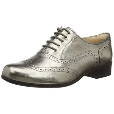 Image of Clarks Womens Casual Hamble Oak Leather Shoes, Grey (Stone Met Lea Stone Lea)*4.5 UK