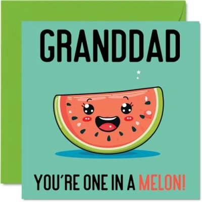 Image of Birthday Cards for Grandad One In A Melon Funny Happy Card from Grandson Granddaughter, Gifts, 145mm x Joke Greeting Men Him