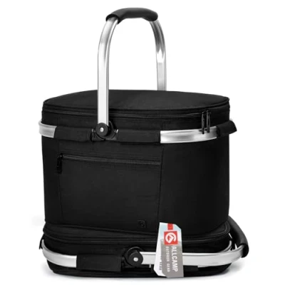 Image of 22L Cooler Bag Insulated Picnic Basket Isothermal Lunch Shopping Baskets Box for Pinic Camping Hiking Beach Day Trip