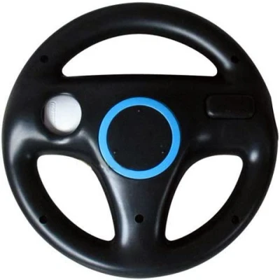 Image of BLACK RACING STEERING WHEEL FOR NINTENDO Wii MARIO KART GAME by GADGET GEEKS