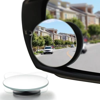 Image of JIAHAO Blind Spot Mirror, 2&quot; Round HD Glass Frameless Convex Rear View Mirror with wide angle Adjustable Stick for Cars SUV and Trucks, Pack of 2