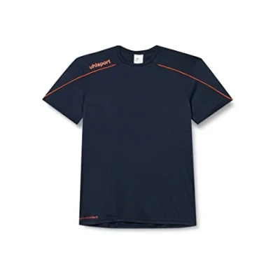 Image of Uhlsport Stream 22 Short Sleeve Jersey Men, Red/Black, Moisture Wicking Crew Neck Dry Tech, Size S