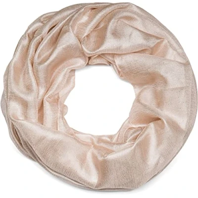 Image of styleBREAKER Ladies Loop Scarf light and silky with glitter in plain colours, tube scarf, shawl 01016214, Colour:Cream Beige