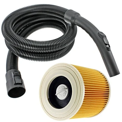 Image of SPARES2GO Complete Pipe Hose Handle + Cartridge Filter for Karcher Vacuum Cleaners (2 Metres)