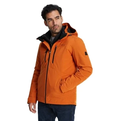 Image of TOG24 Denton Mens Waterproof 3 in 1 Jacket Dark Orange Size 2XL