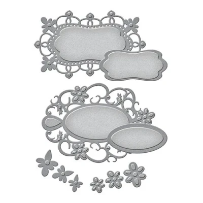 Image of Spellbinders Shapeabilities Floral Tags Die, Metal, Brown