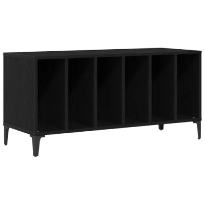 Image of vidaXL Black Oak Record Cabinet 100x38x48 cm Made of Engineered Wood