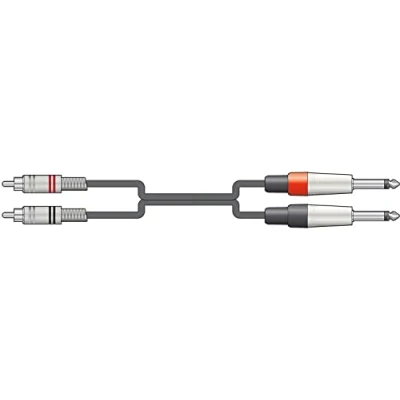 Image of 1.5m Chord Audio Lead 2 x 6.35mm 1/4&quot; Mono Jacks to RCA Phono Male
