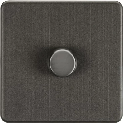 Image of KnightsBridge 1G 2 way 10 200W (5 150W LED) Intelligent Screwless Dimmer Smoked Bronze