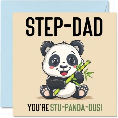 Image of Birthday Cards for Step Dad Stu Panda ous Funny Happy Card from Son Daughter, Father’s Day Father, 145mm x Joke Greeting Men Him