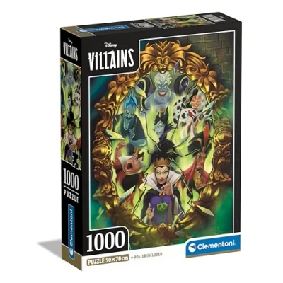 Image of Clementoni Jigsaw Puzzle Disney Villains 1000 Pieces For Adults 14 99 Years, Poster Included, Gift Men/Women, Disney, Made In Italy, 39812