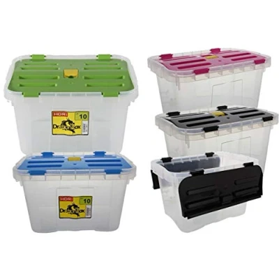 Image of Northam Storage boxes 10 litres transparent lid colourful with closure top box click plastic