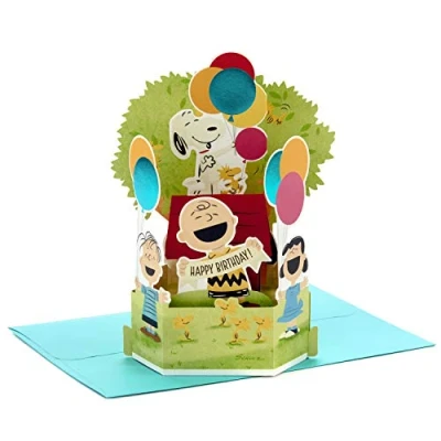 Image of Hallmark Paper Wonder Peanuts Pop Up Birthday Card (Snoopy, Charlie Brown, Day Filled with Fun)