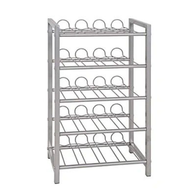 Image of HAKU Mobel Bottle Rack Alu, Metal Size: W 34 cm X H 59 D 22 cm, Style: Modern