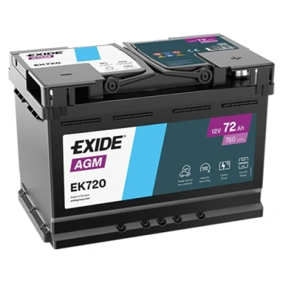 Image of 244105DA2A Starter Battery EXIDE EK720 12V 72Ah 760A B13 AGM MERCEDES BENZ: SL Convertible, C Class Saloon, VOLKSWAGEN: Golf 7