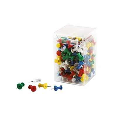 Image of HOLTZ OFFICE SUPPORT GMBH Push Pins, Ergonomic Shape, Assorted Colours, Pack Of 200