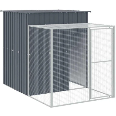 Image of vidaXL Chicken Cage with Run Anthracite 165x251x181 cm Galvanised Steel