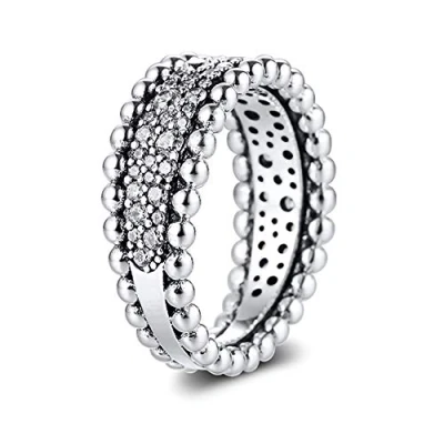 Image of PANDOCCI 2020 Valentine Day Gift Beaded Pave Band Ring for Women 925 Silver DIY Fits Original Pandora Bracelets Charm Fashion Jewelry (52#)