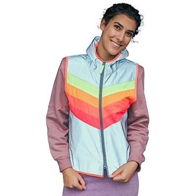 Image of gofluo. Dark Flow Hi Vis Vest XL Rainbow Zip Jacket Cycling Gear, gray