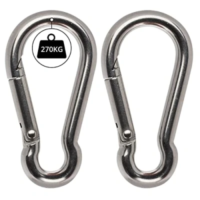 Image of BELLE VOUS M12 Stainless Steel Spring Lobster Clasp (Pack of 2) 5.4&quot; Multipurpose Indoor/Outdoor Carabiner Hook for Keyring, Camping, Fishing and Hiking Accessories