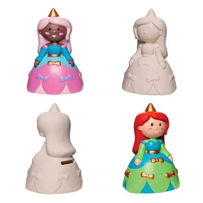 Image of Baker Ross AW473 Princess Piggy Banks Pack of 2, Ceramic Coin Tin for Kids to Paint and Display,5.1 x 2.9 inches