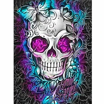 Image of DIY 5D Diamond Painting Kits, Colorful Skull Crystal Rhinestone Embroidery Paintings, Arts and Crafts Cross Stitch Kit for Home Wall Decor(30x40cm)
