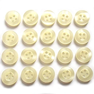 Image of Shiny 4 Hole Shirt Buttons 11mm Wide Pack of 20 (Ivory)