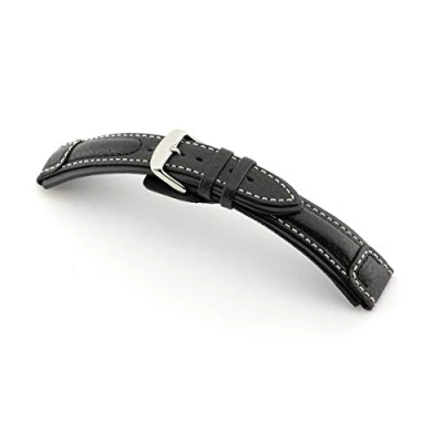Image of RIOS1931 Performance Watch Strap Handmade in Germany Buffalo Leather Size L, black, 24mm, Strap.
