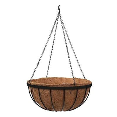 Image of Smart Garden 35cm 14 Inch Metal Saxon Hanging Basket Black Planter Liner