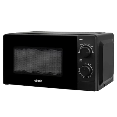 Image of Abode 20L Manual Microwave Black 700W with 5 Power Levels &amp; Timer, Button Dial Control, Defrost Function, AMM2005B (Black)
