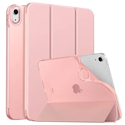 Image of MoKo Case for iPad 10th Generation 2022, 10.9 inch Case, Soft TPU Translucent Frosted Back Cover Slim Shell Protective with Adjustable Angles, Auto Wake/Sleep, Rose Gold