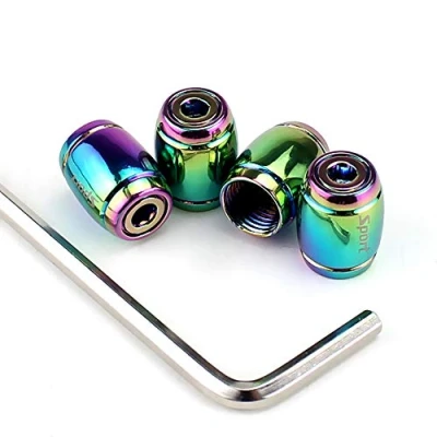 Image of 4Pcs Anti Theft Valve Caps, Tire Tyre Wheel Car Auto Caps Universal Moto Bike Stem Dust Covers (Barrel/Colorfu)
