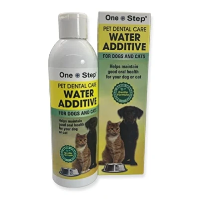 Image of One Step Water Additive for Dogs and Cats, 237ml 8oz Bottle, Pet Dental Oral Healthcare, All Natural Ingredients