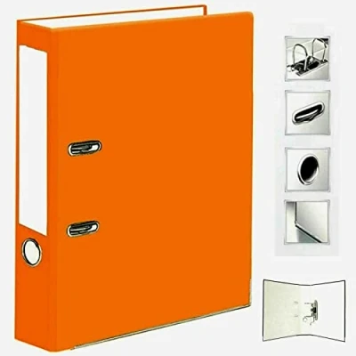 Image of Very Strong Premium Quality Linen Lever Arch Files A4 Heavy Duty by Nobel (Orange, 2 Files)