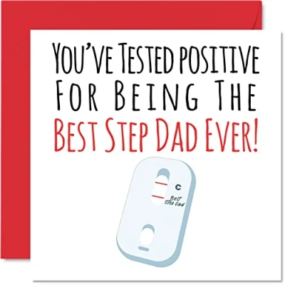 Image of Funny Birthday Cards for Step Dad Positive Best Ever Joke Happy Card Stepdad from Son Daughter, Father Gifts, 145mm x Father&#039;s Day Greeting Gift