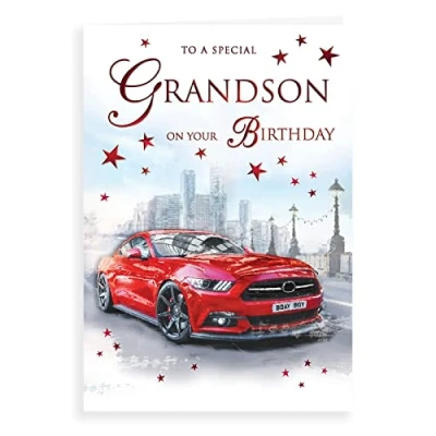 Image of Piccadilly Greetings Group Ltd Regal Publishing Traditional Birthday Card Grandson 9 x 6 inches,Grey