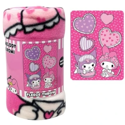 Image of Sanrio My Melody Kuromi Fleece Throw Blanket 45&#039; x 60&#039; Pink Soft