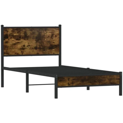 Image of vidaXL Metal Bed Frame without Mattress Smoked Oak 80x200 cm