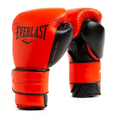 Image of Everlast Powerlock2 Pro Hook &amp; Loop Leather Boxing Training Gloves