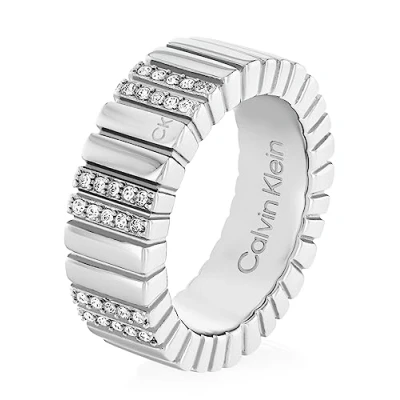 Image of Calvin Klein Ring, Women&#039;s, Size: 56, Silver coloured