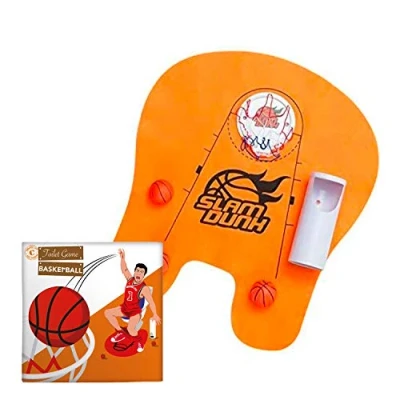 Image of Basketball Toilet Game Complete Set for Toilets/WC Premium Quality 1 Mat Net with Suction Cups 3 Mini Basket Balls Holder Created by OriginalCup®