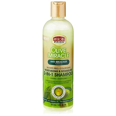 Image of African Pride Olive Miracle Anti Breakage 2 in 1 Shampoo and Conditioner 355 ml/12 fl.oz