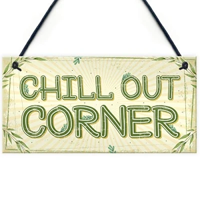 Image of RED OCEAN Chill Out Corner Man Cave Shed SummerHouse Sign Hot Tub Home Wall Door Plaque Gift