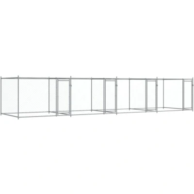 Image of vidaXL Dog Cage Kennel for Outdoor Use Galvanised Steel Construction, Mesh Ventilation Design, Lockable Doors, Spacious 8x2m Crating Area, Grey