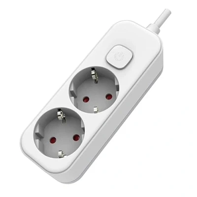 Image of Multiple White Base with Switch + 2 Schuko Sockets and 1.5 m Cable