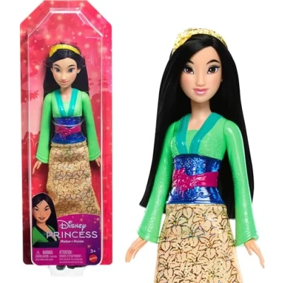 Image of Mattel Disney Princess Dolls, Mulan Posable Fashion Doll with Sparkling Clothing and Accessories, Movie Toys, HLW14