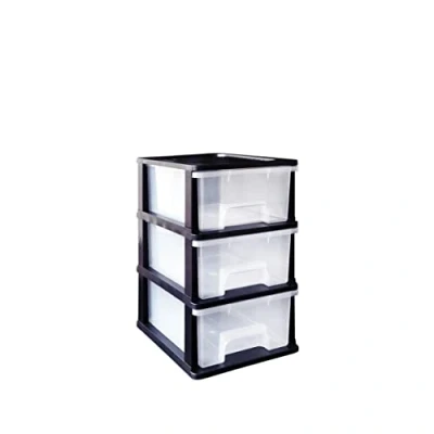 Image of Abbaware Plastic Storage Chest With Wheels, Boxes, Tower, 3 x 17L Drawers, Clear
