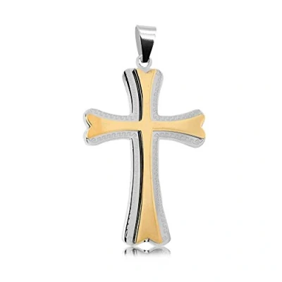 Image of tumundo Pendant Cross Crucifix Chain Necklace Biker Man Woman Jewellery Silver Gold Colour Stainless Steel