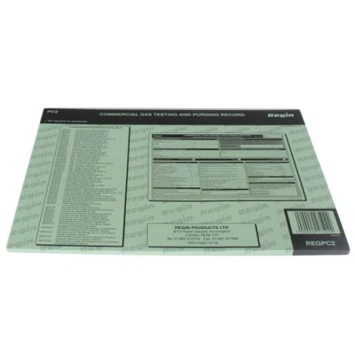 Image of Regin Commercial Gas Testing &amp; Purging Record Pad REGPC2
